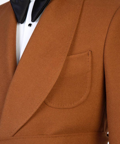 Men's Camel Wool Belted Coat