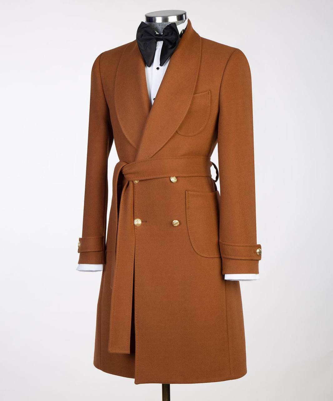 Men's Camel Wool Belted Coat
