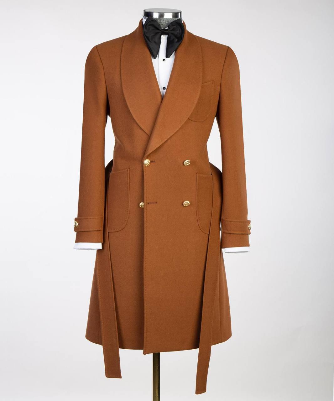 Men's Camel Wool Belted Coat