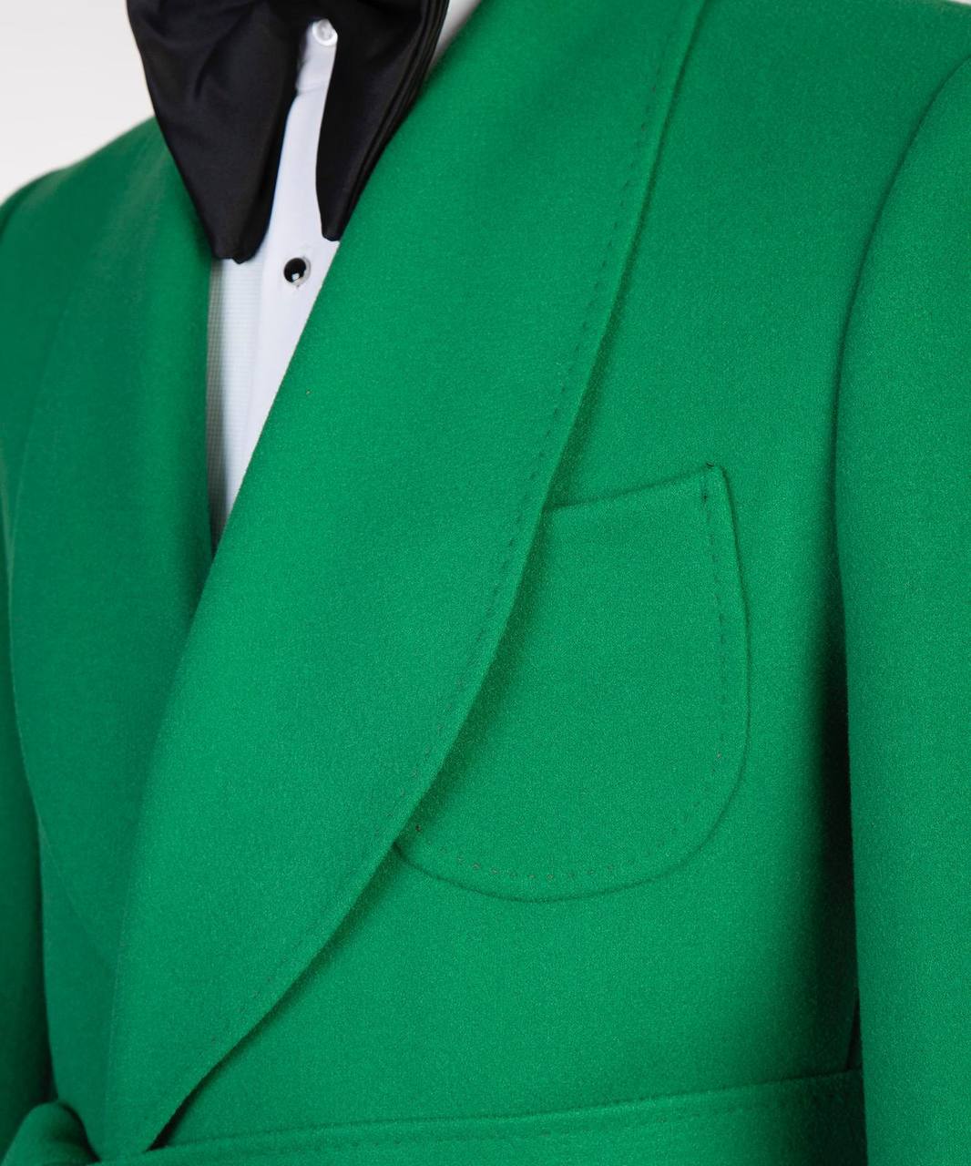 Men's Green Wool Belted Coat