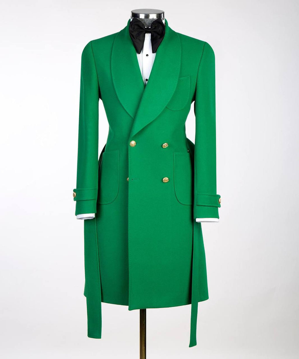 Men's Green Wool Belted Coat