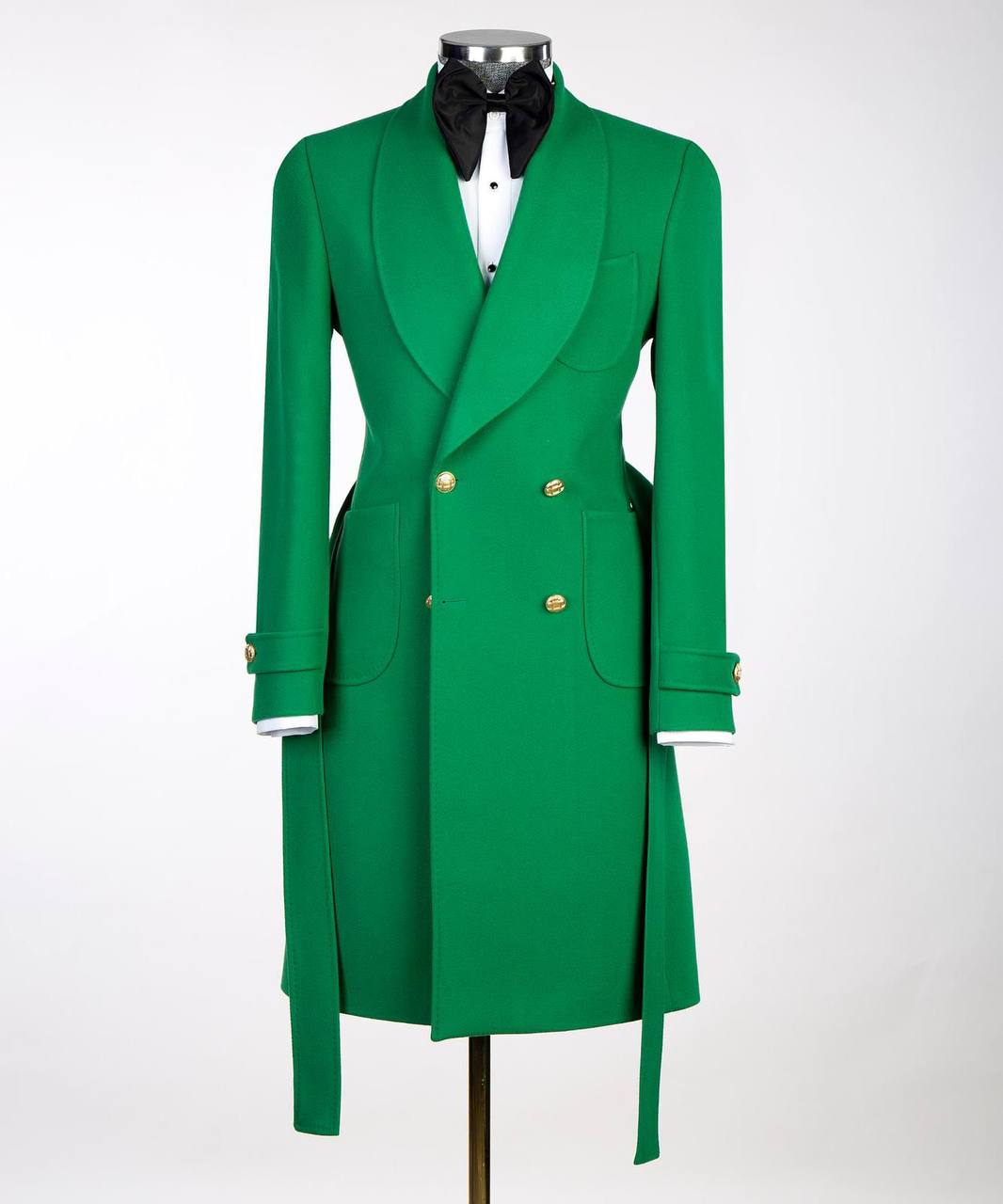 Men's Green Wool Belted Coat