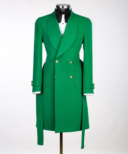 Men's Green Wool Belted Coat