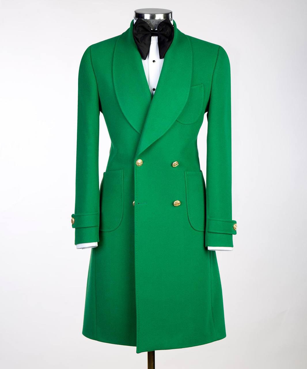Men's Green Wool Belted Coat