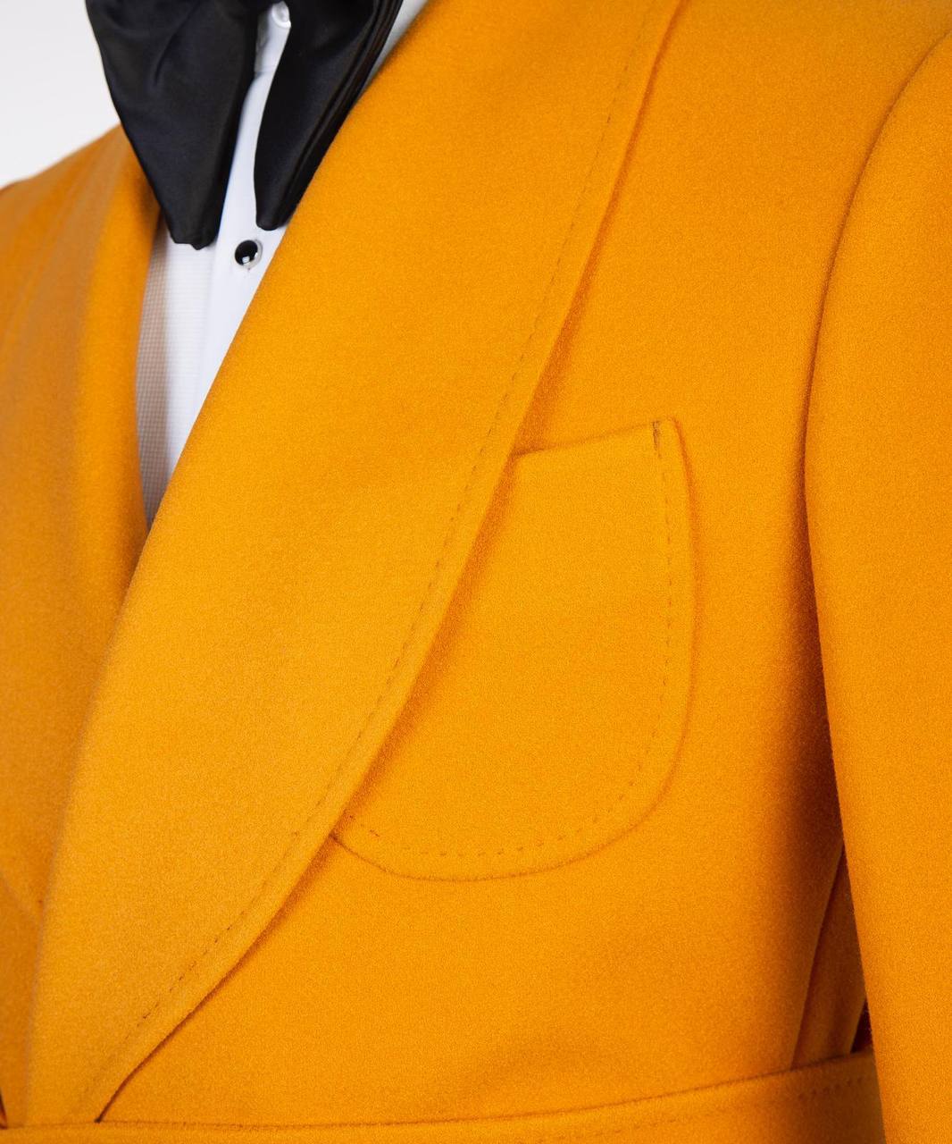 Men's Yellow-Wool-Coat-Belted