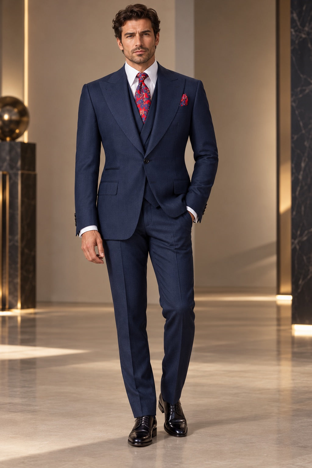 Classic 3-Piece Navy Suit Set for Men
