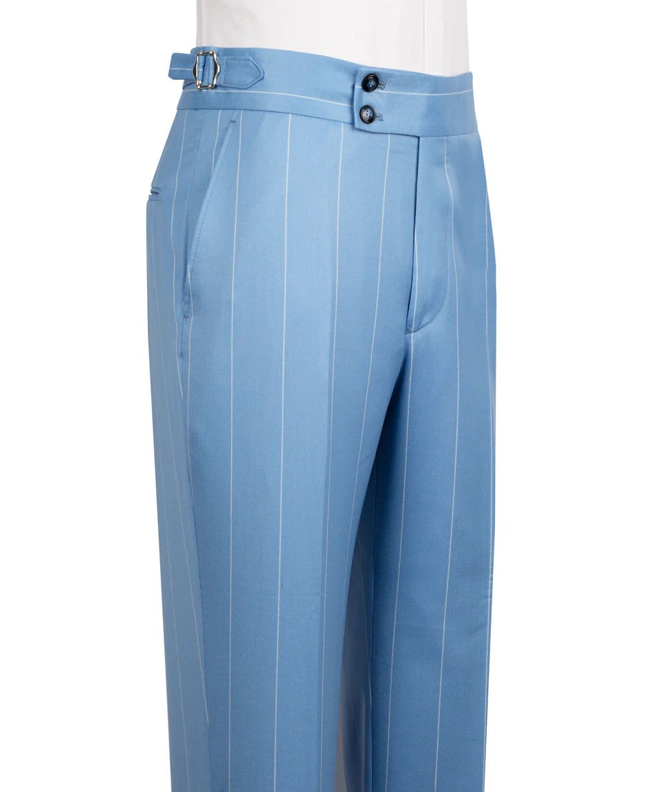 Men's Double-Breasted Pinstripe Suit-Blue