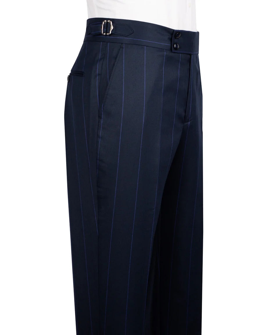 Men's Double-Breasted Pinstripe Suit-Navy