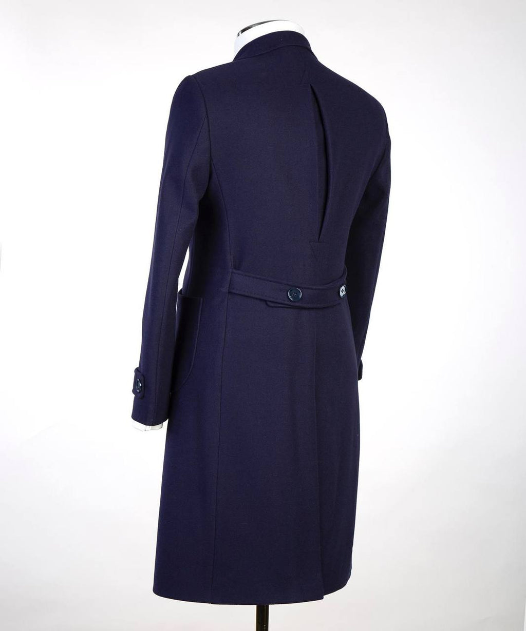 Navy Wool Overcoat for Men-Double-Breasted