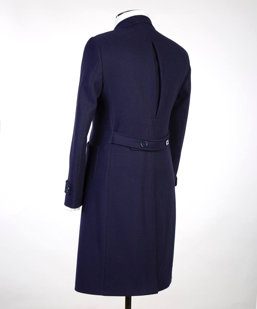 Navy Wool Overcoat for Men-Double-Breasted