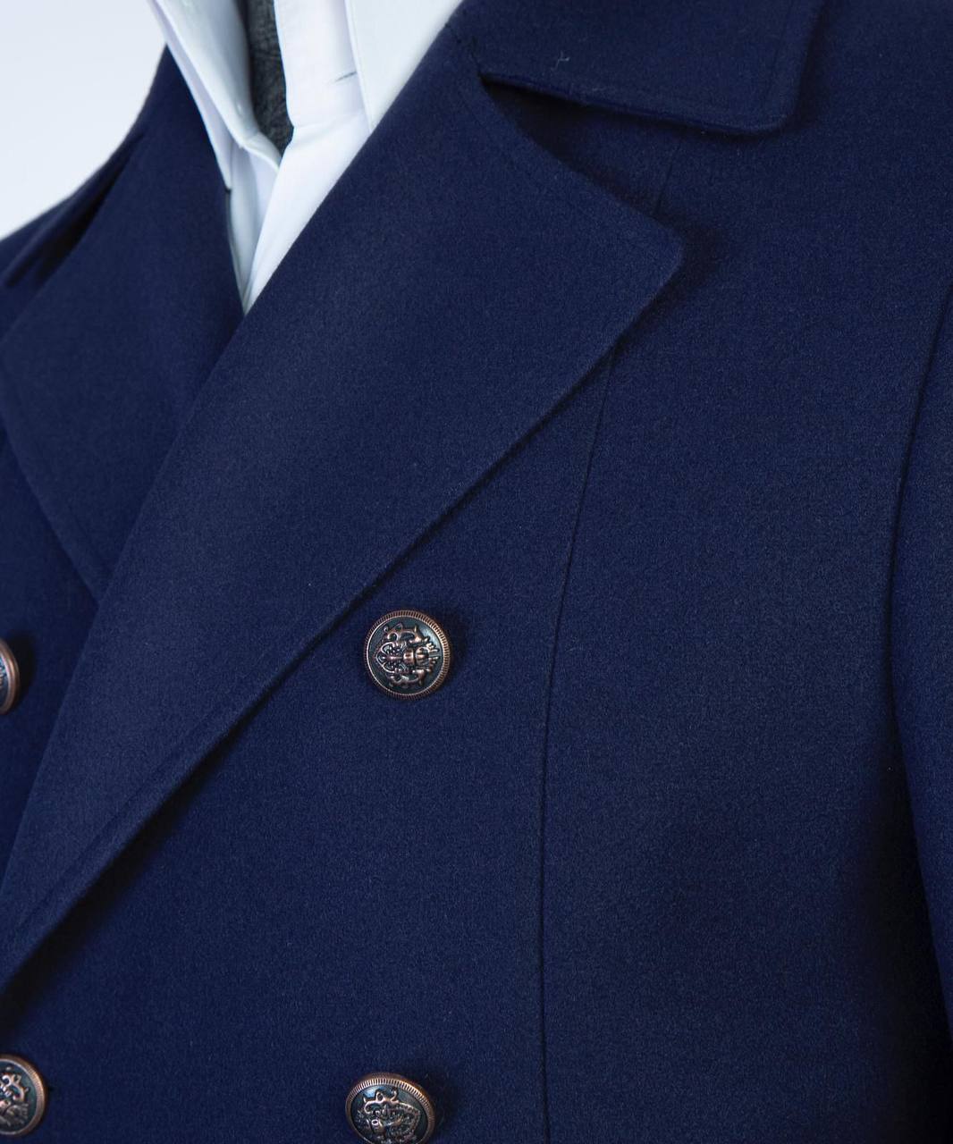 Navy Double Breasted Coat for Men