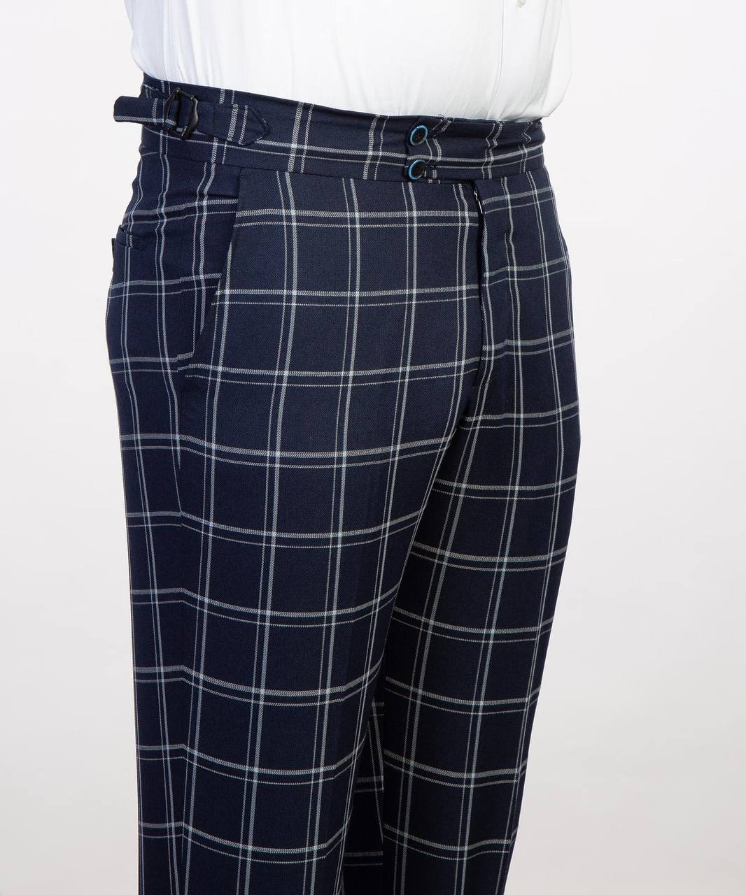 Plaid 3-Piece Suit-Navy