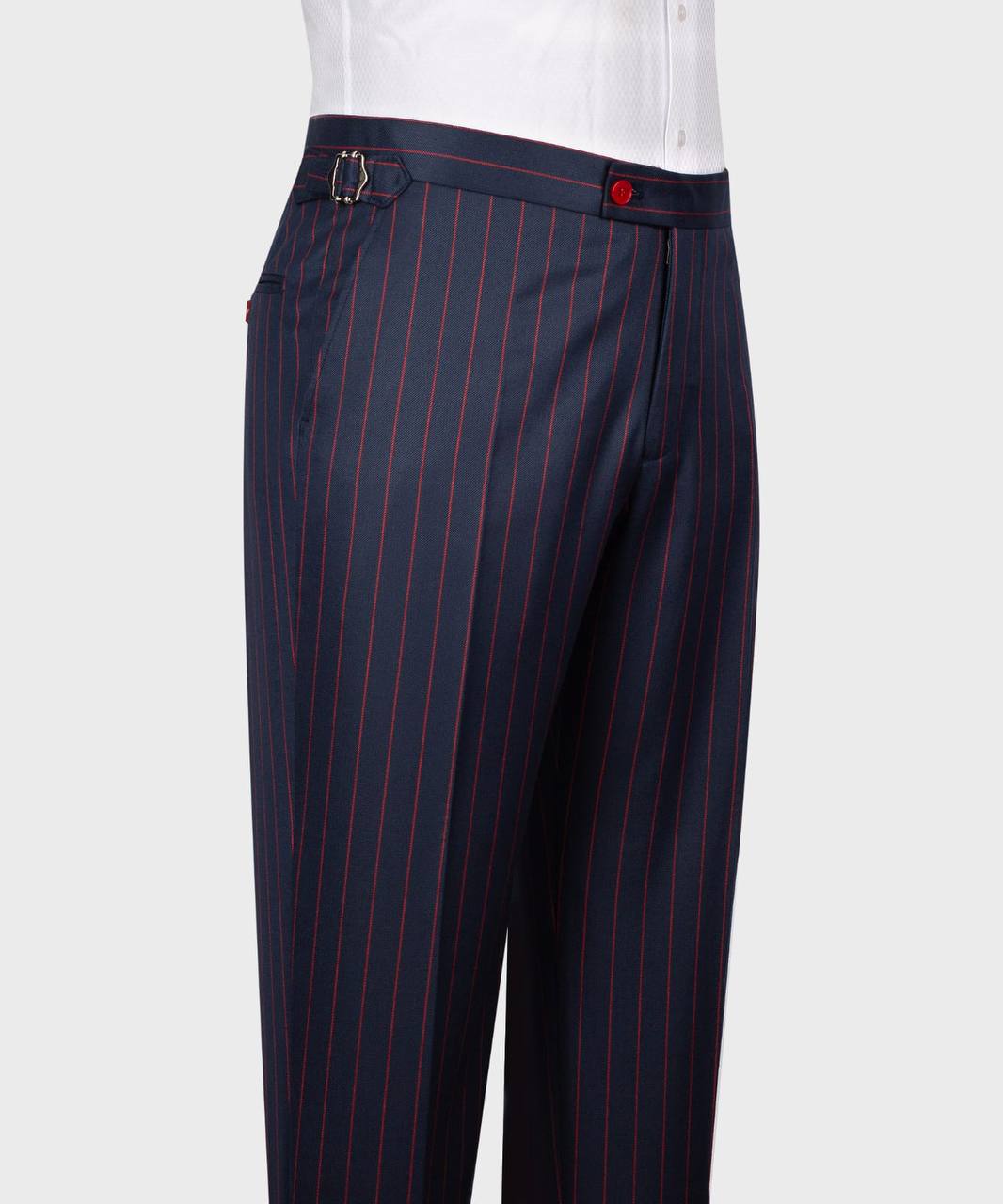 Herrenanzug-Set, 100 % Wolle, gestreift, Marineblau