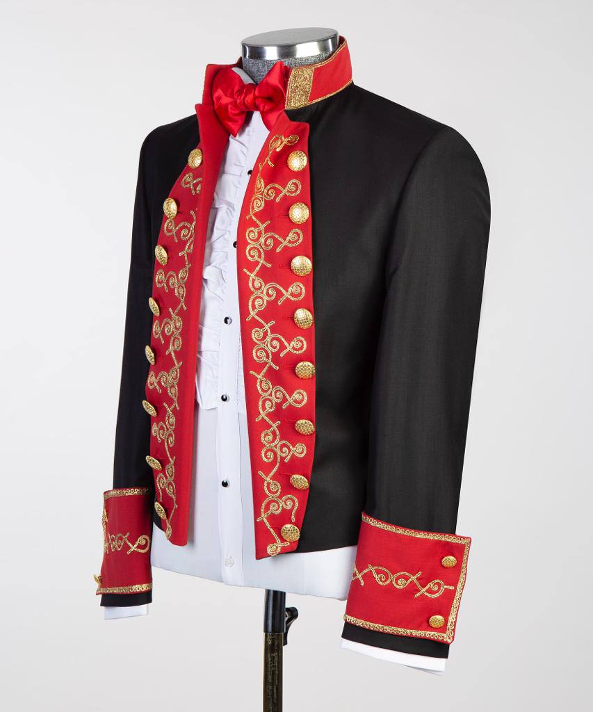 Black Suit, Royal Design, Red Collar