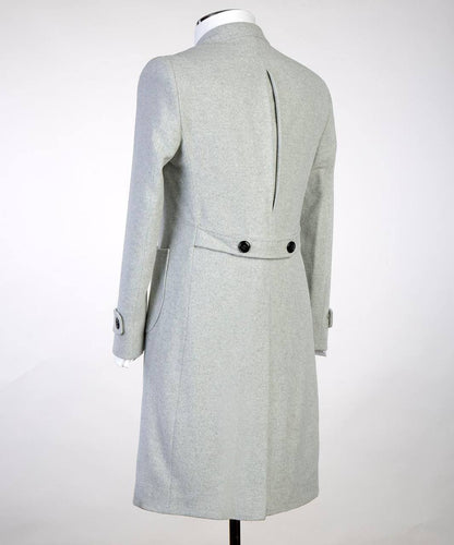 Silver-Long-Wool-Overcoat for Men