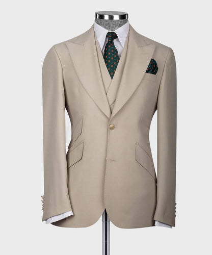 Men's Suit Set, %100 Wool, Stone