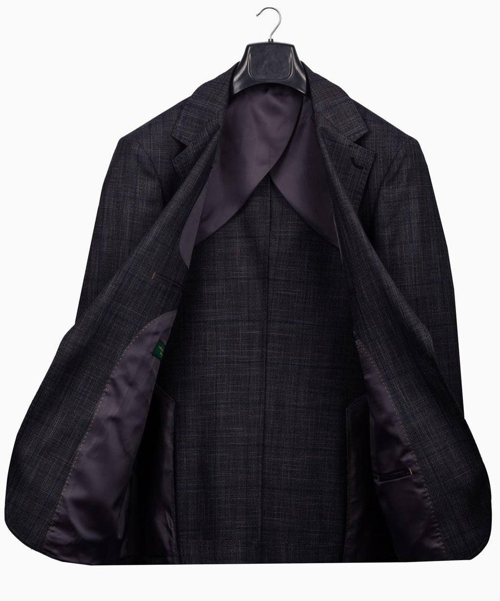 Classic Check Design 3-Piece DarkGrey Suit