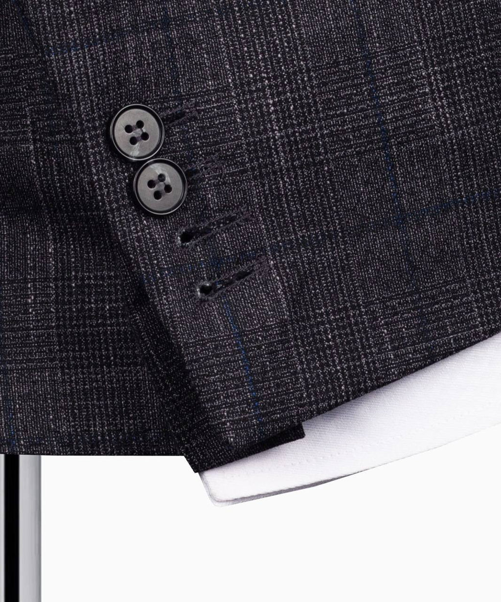 Classic Check Design 3-Piece DarkGrey Suit