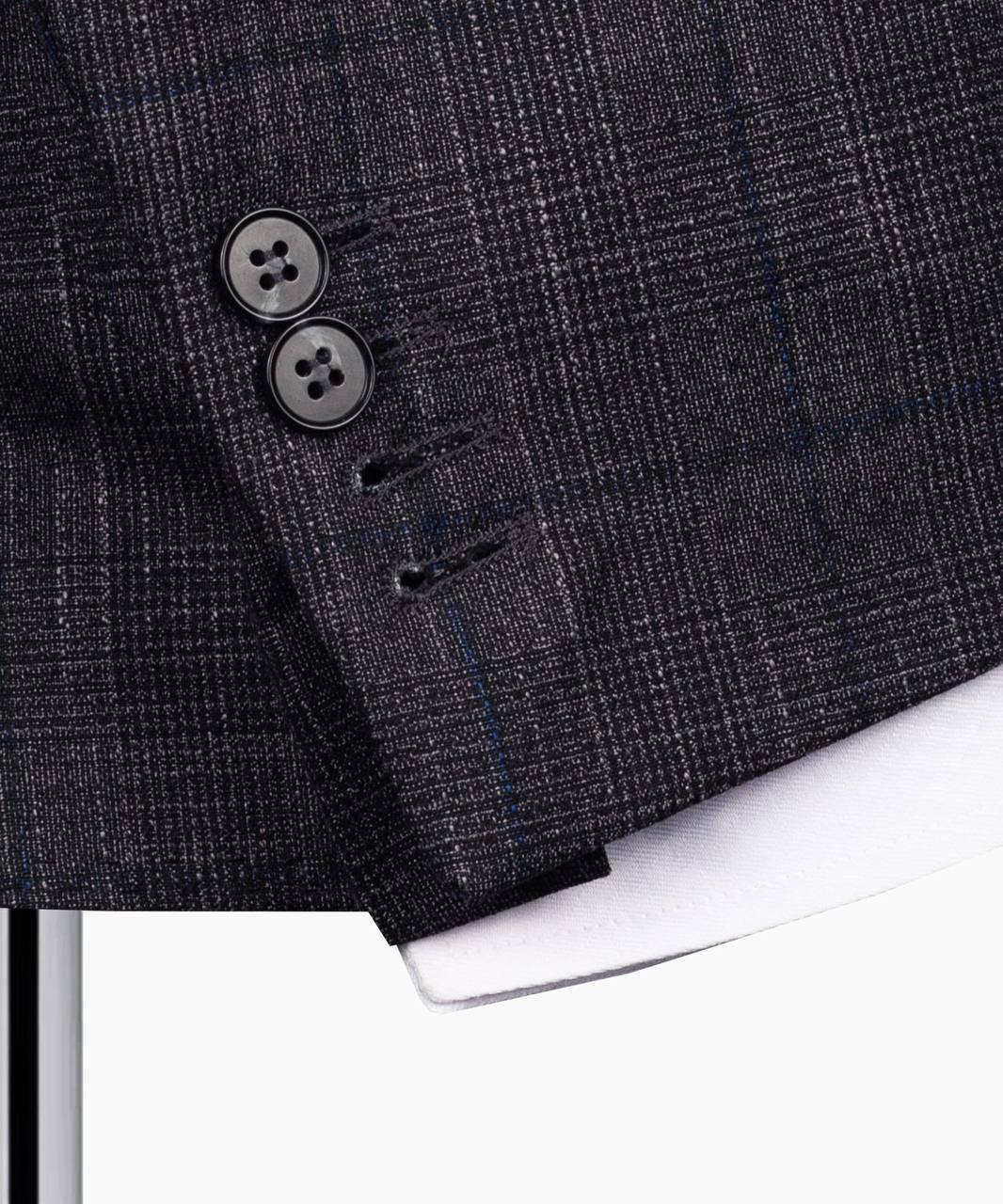 Classic Check Design 3-Piece DarkGrey Suit