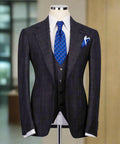 Classic Check Design 3-Piece DarkGrey Suit