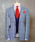Classic Check Design 3-Piece Blue Suit