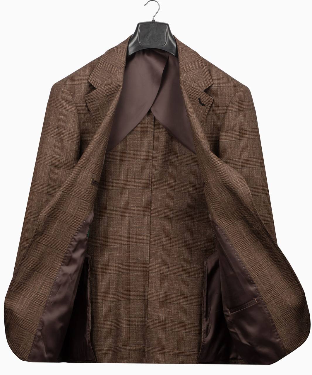 Classic Check Design 3-Piece Brown Suit