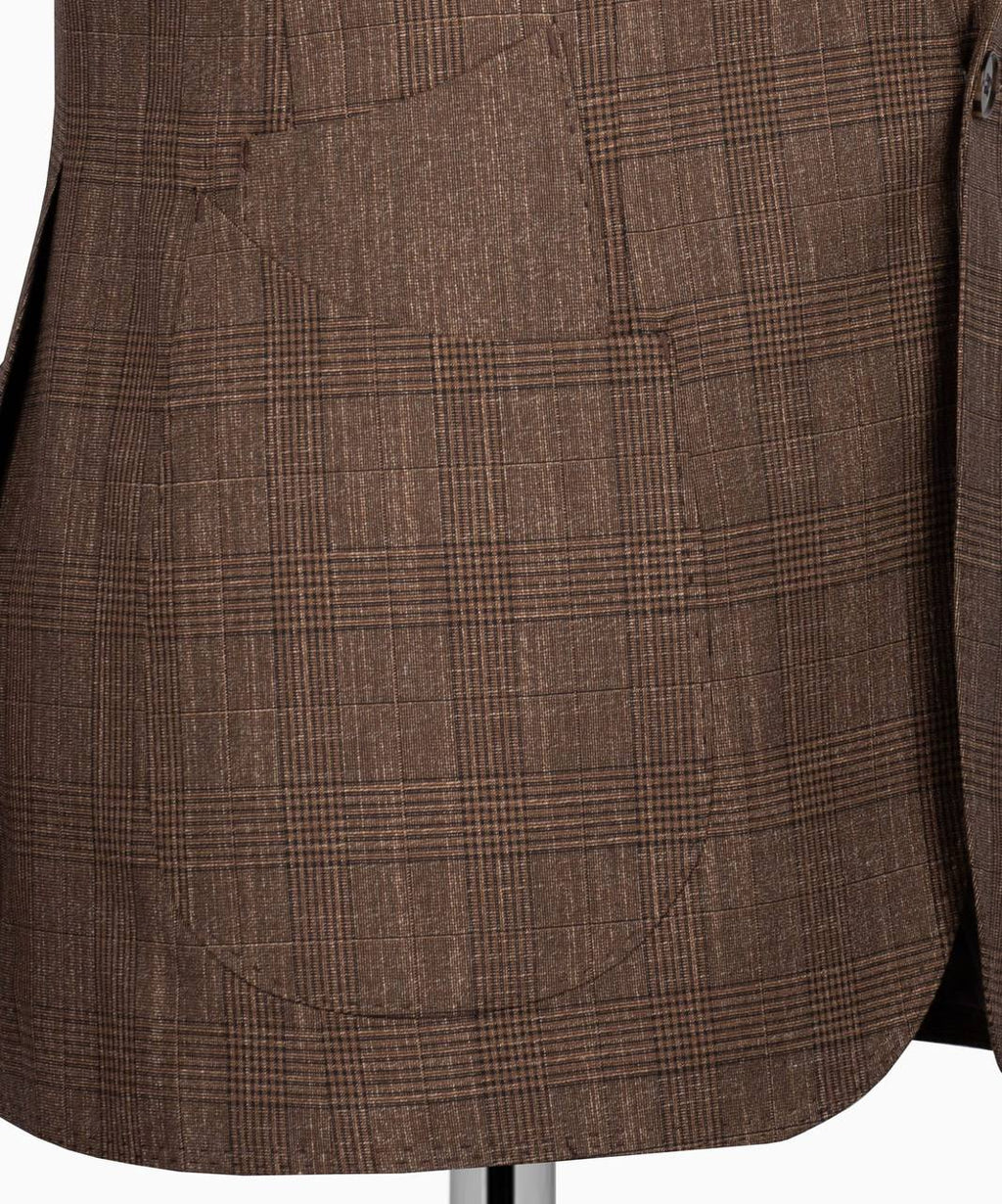 Classic Check Design 3-Piece Brown Suit