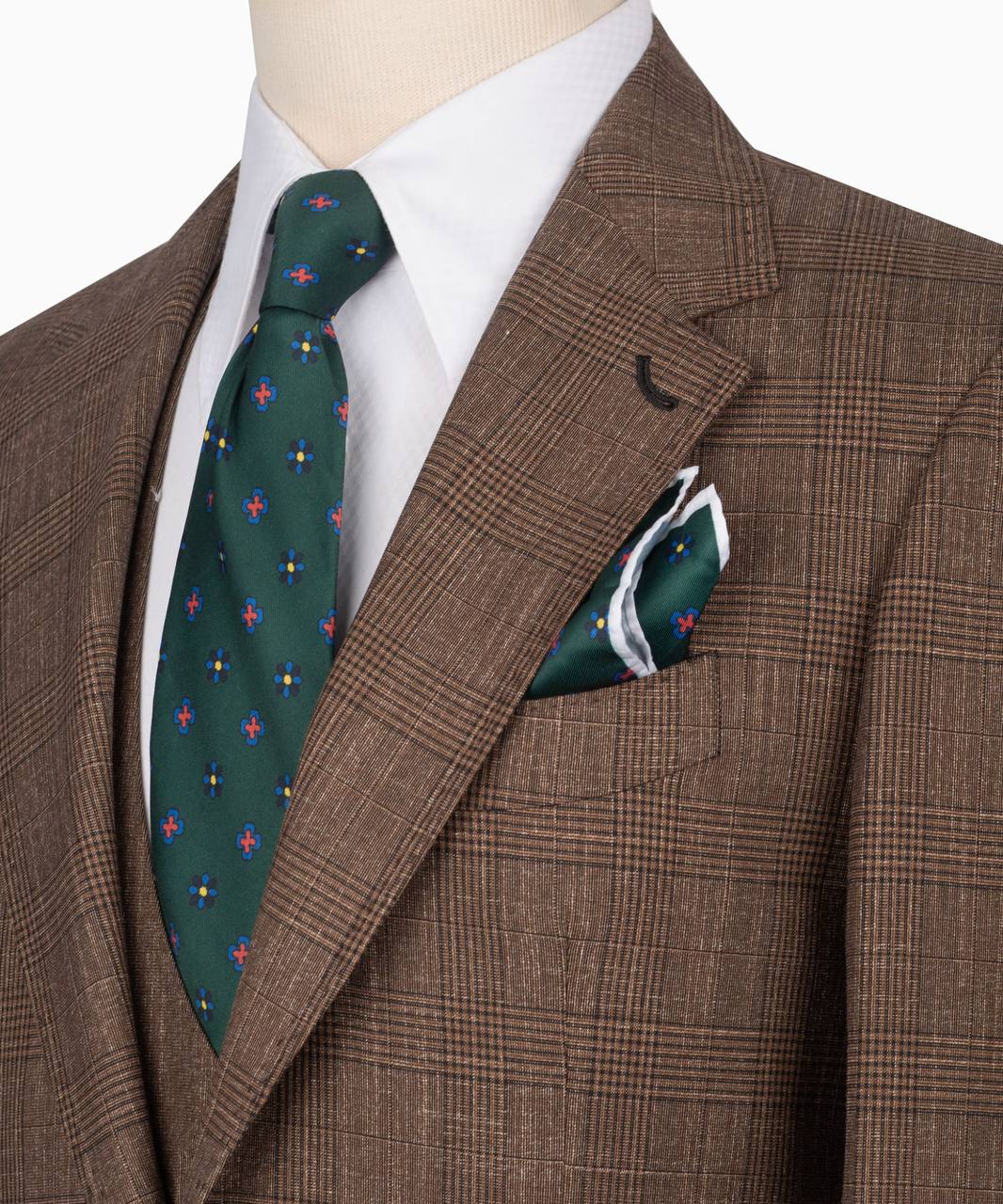 Classic Check Design 3-Piece Brown Suit