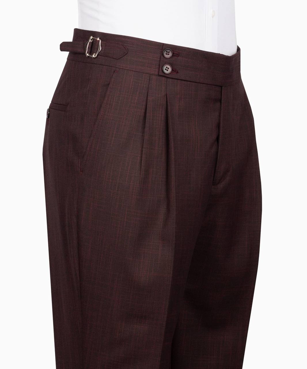 Classic Check Design 3-Piece Burgundy Suit