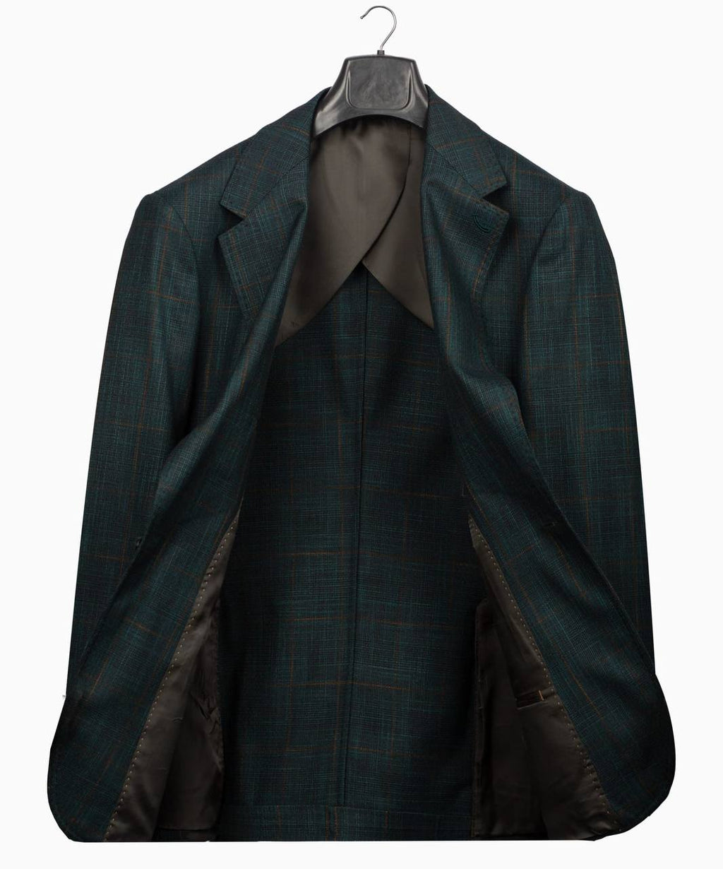 Classic Check Design 3-Piece Green Suit