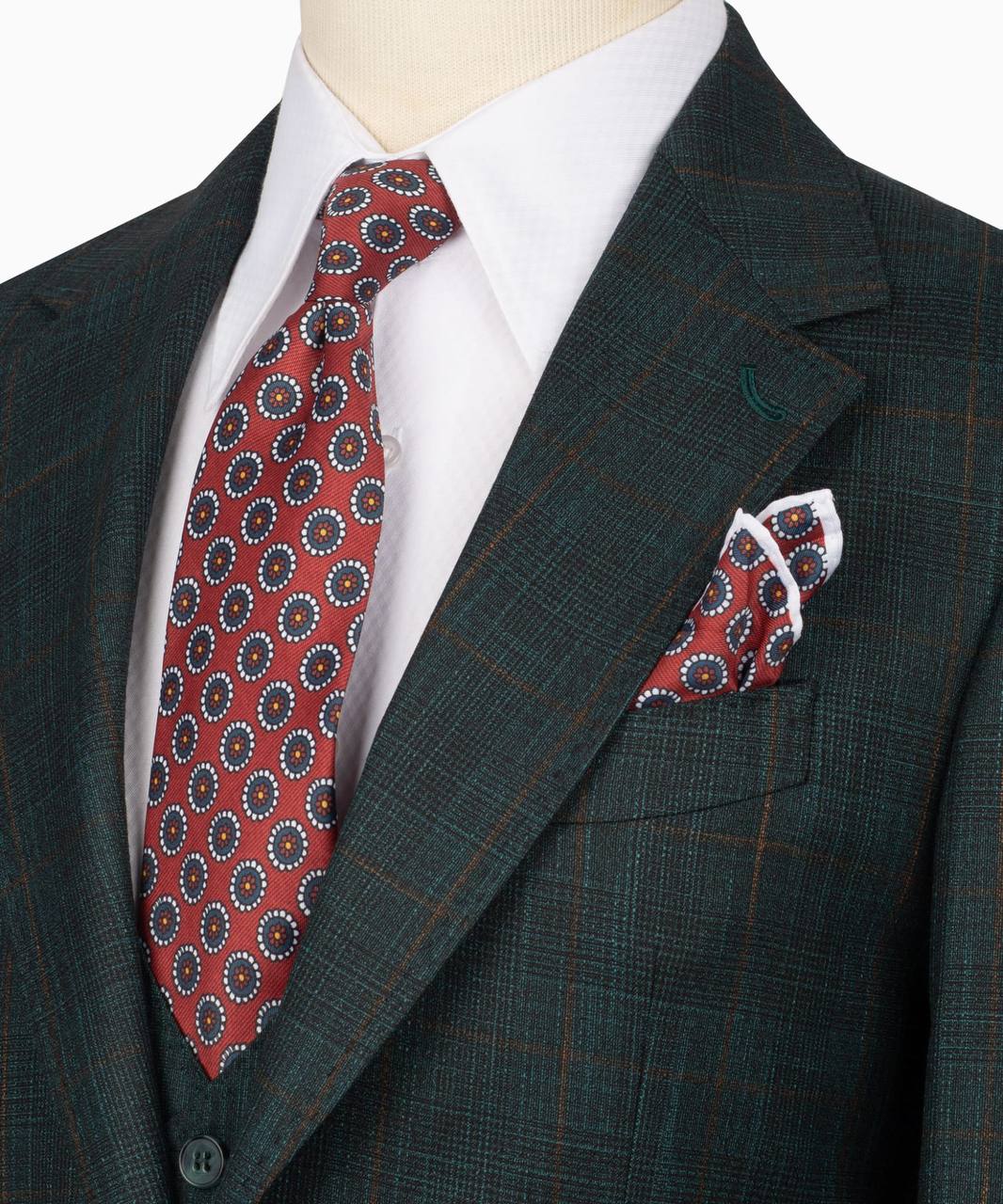 Classic Check Design 3-Piece Green Suit
