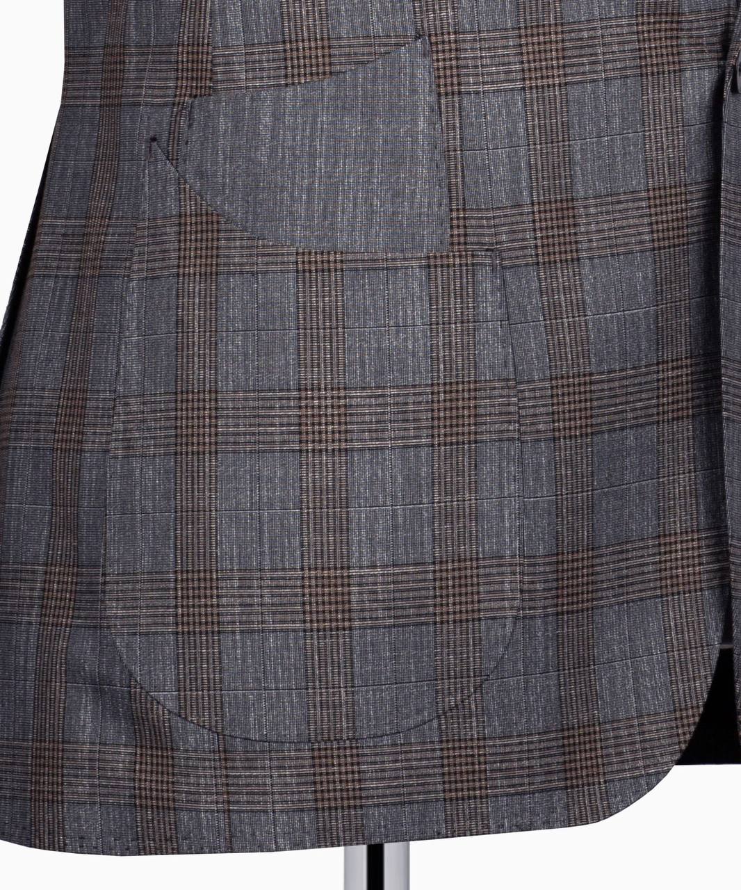 Classic Check Design 3-Piece Grey Suit
