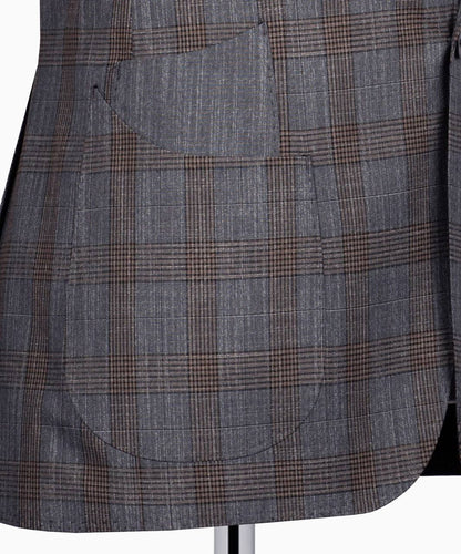 Classic Check Design 3-Piece Grey Suit