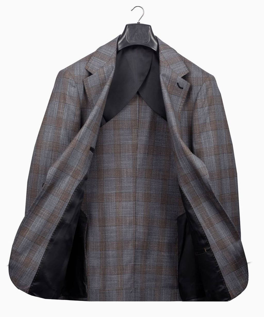 Classic Check Design 3-Piece Grey Suit