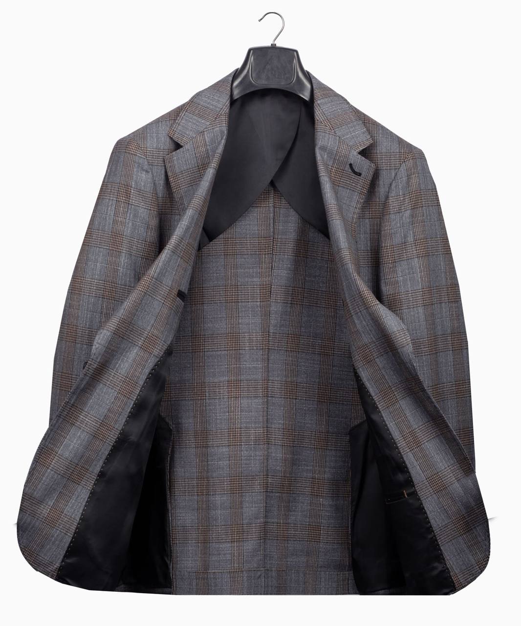 Classic Check Design 3-Piece Grey Suit