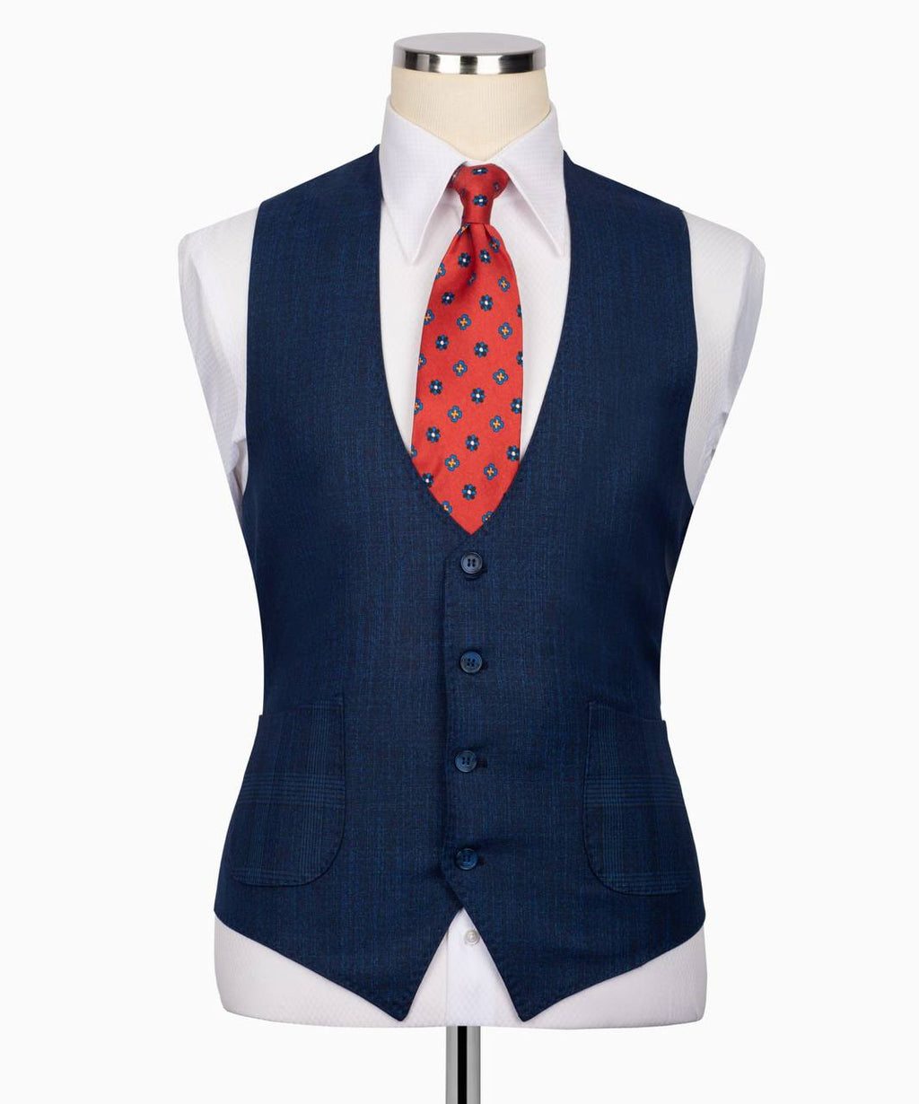 Classic Check Design 3-Piece Navy Suit