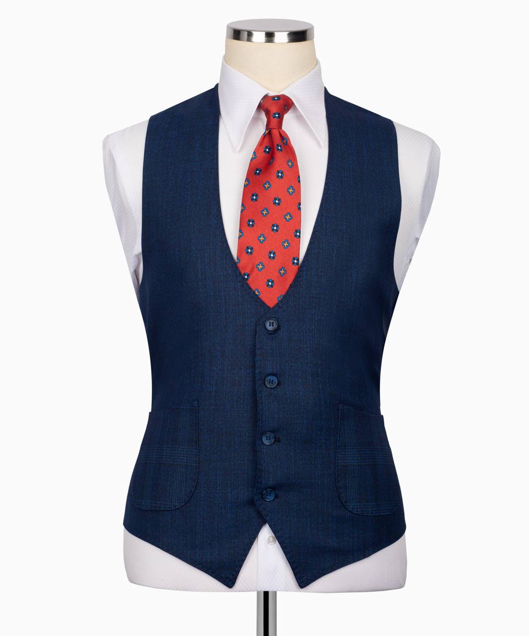 Classic Check Design 3-Piece Navy Suit