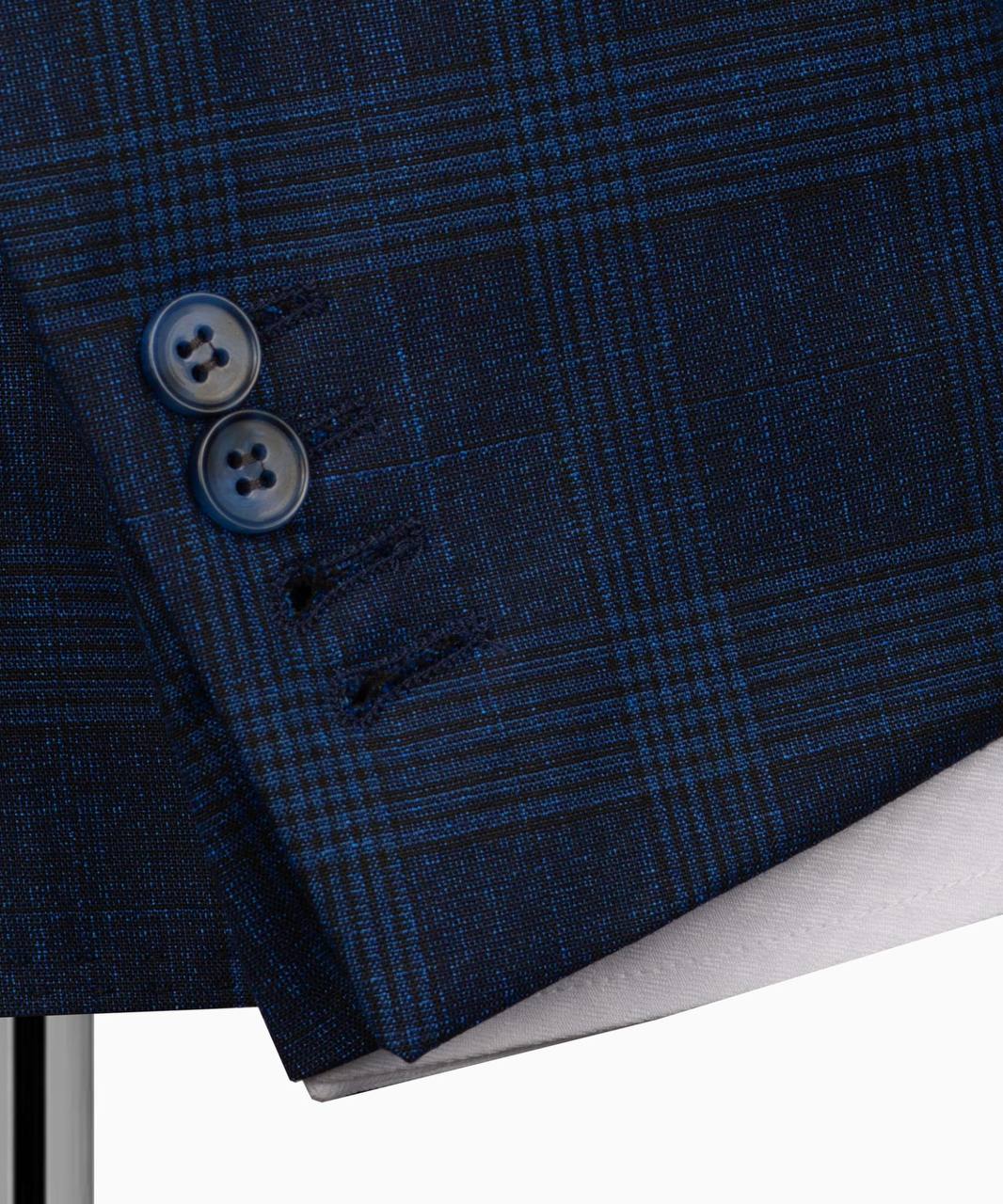 Classic Check Design 3-Piece Navy Suit