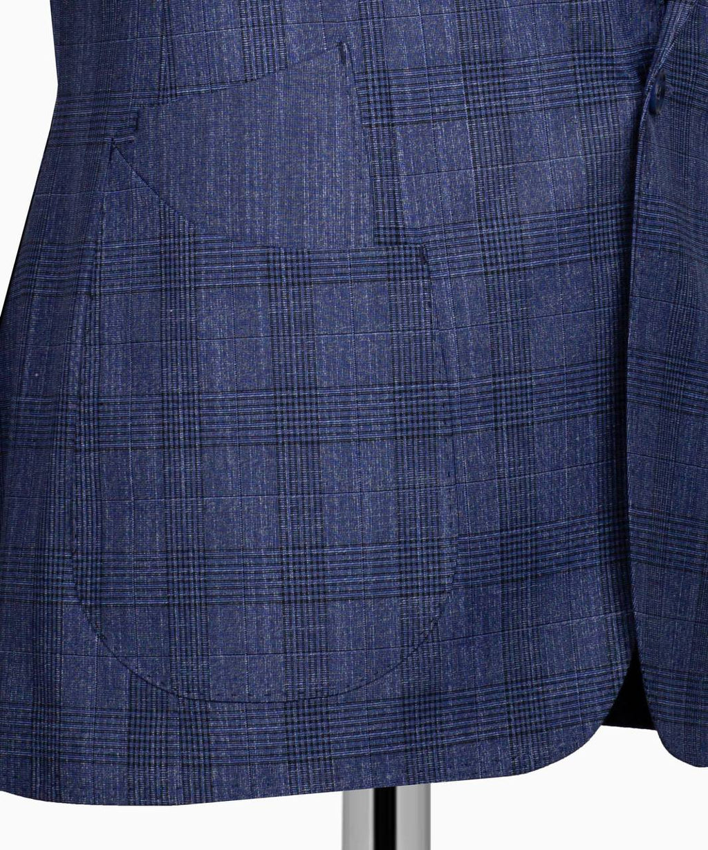 Classic Check Design 3-Piece Blue Suit