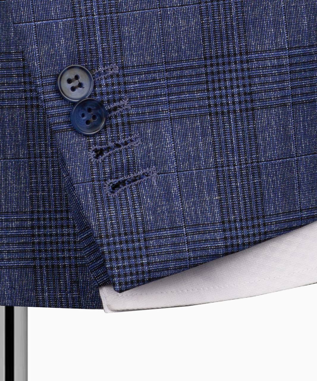 Classic Check Design 3-Piece Blue Suit