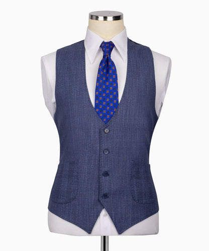 Classic Check Design 3-Piece Blue Suit