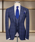 Classic Check Design 3-Piece Blue Suit