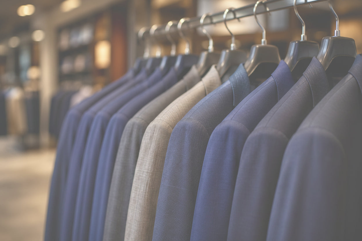 mens suits on the rack