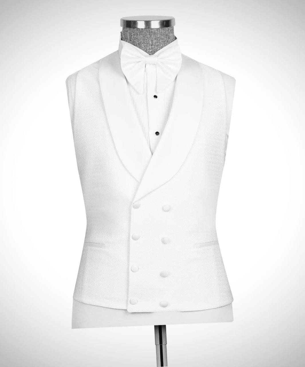 White Satin Lapel Tuxedo, 3 Piece