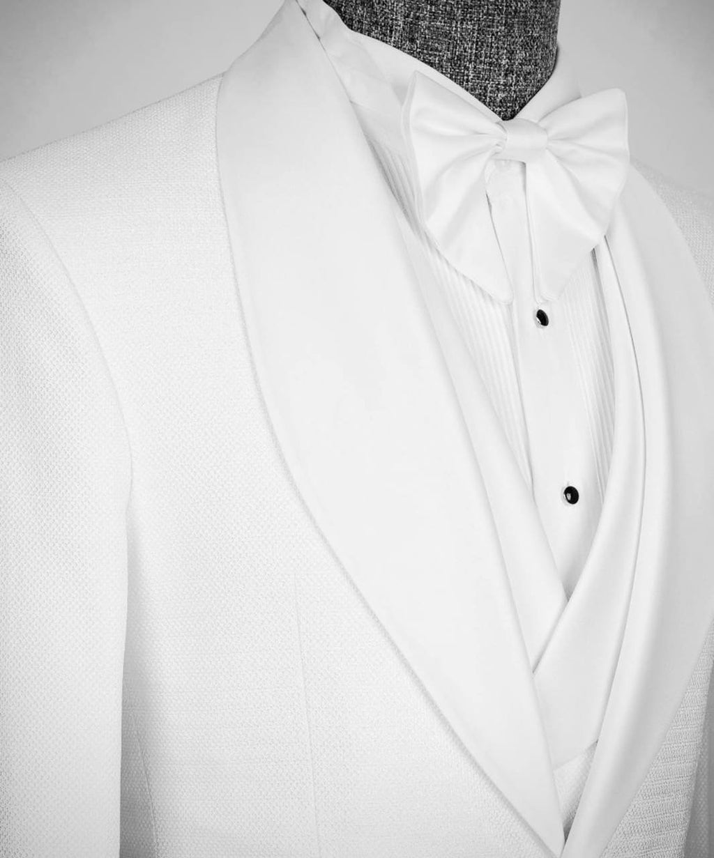 White Satin Lapel Tuxedo, 3 Piece