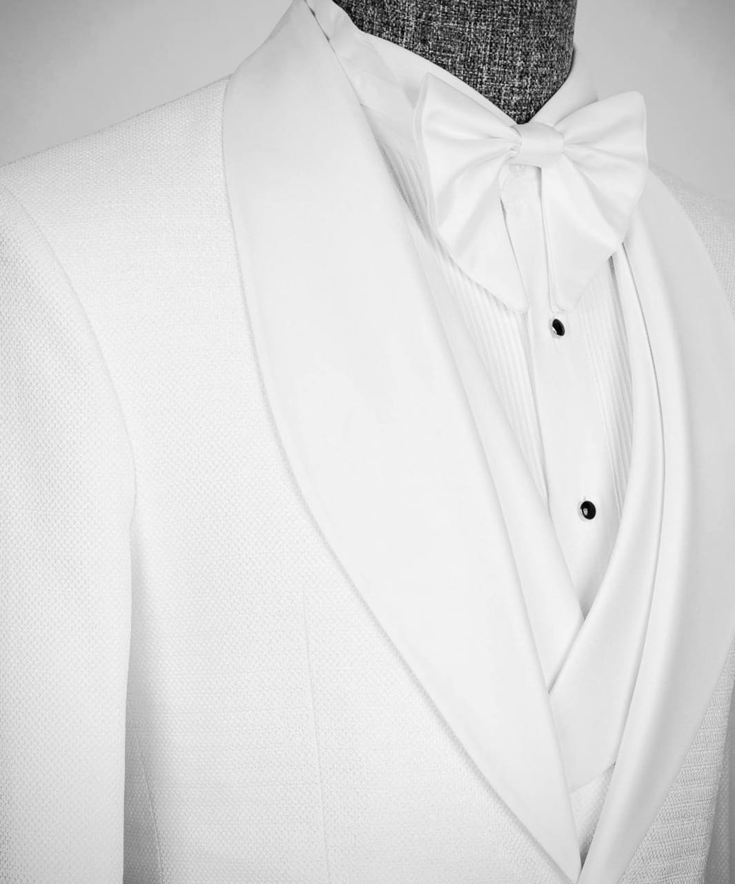 White Satin Lapel Tuxedo, 3 Piece