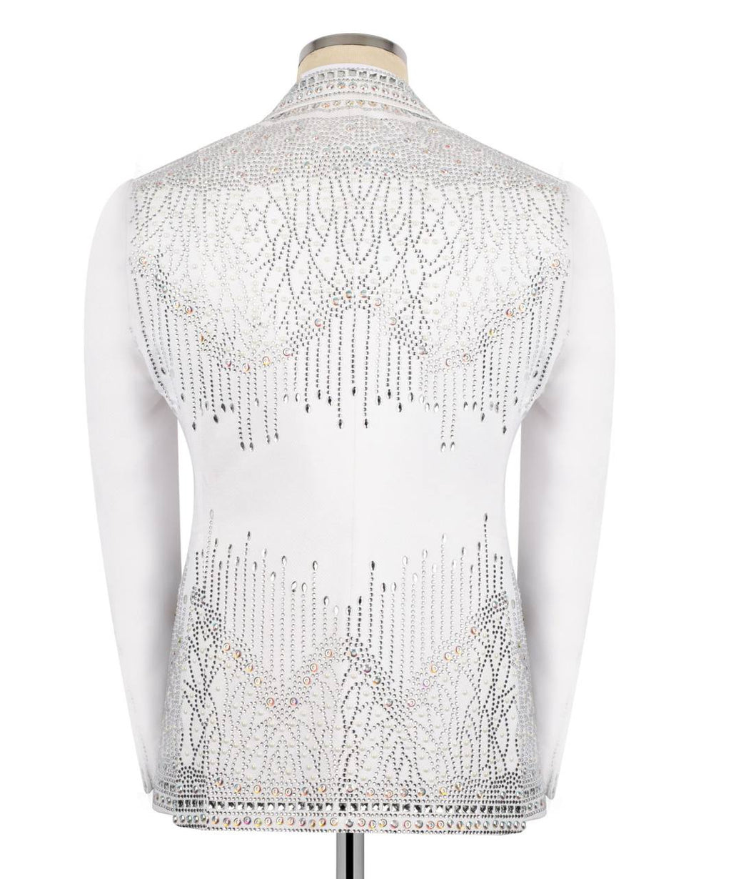 White Tuxedo,3 Piece, Silver Beaded Blazer