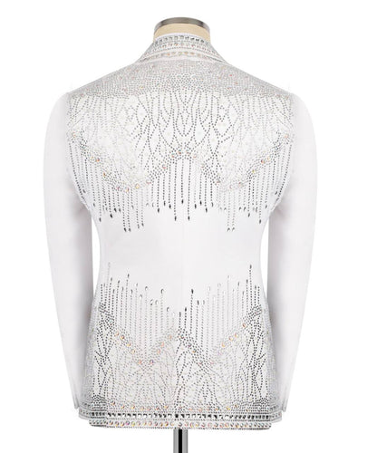 White Tuxedo,3 Piece, Silver Beaded Blazer