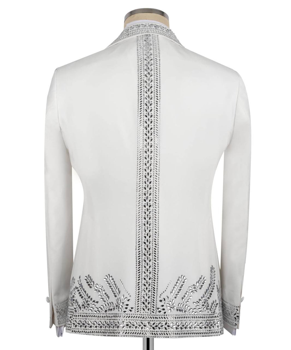 White Tuxedo,2 Piece, Handcrafted with Silver Beads