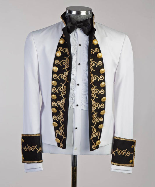 White Suit, Royal Design, Black Collar